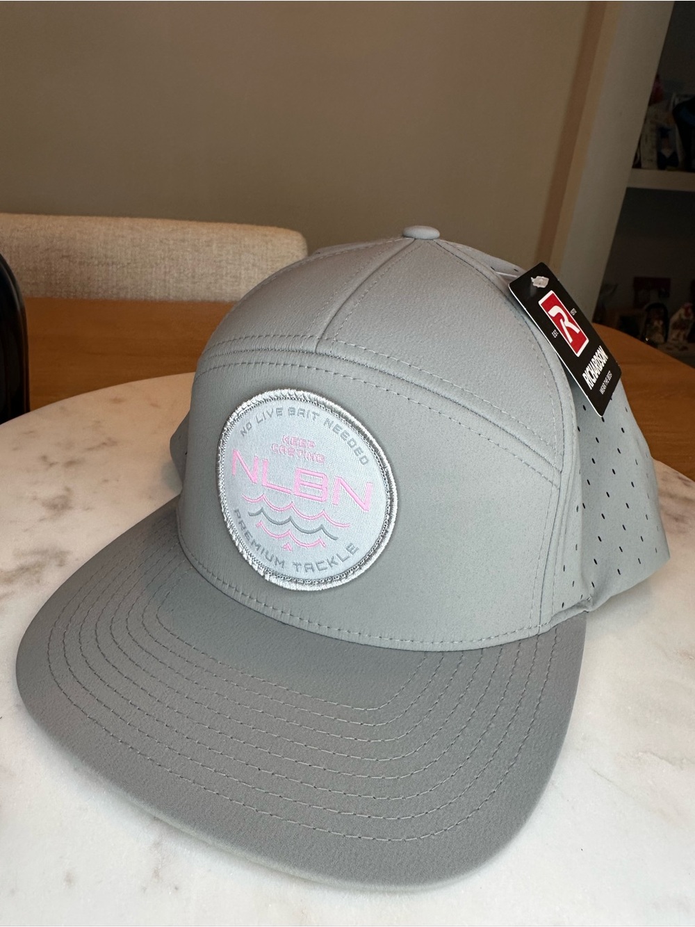 NLBN men’s fishing hat Performance Gray Baseball Cap - Pink Logo